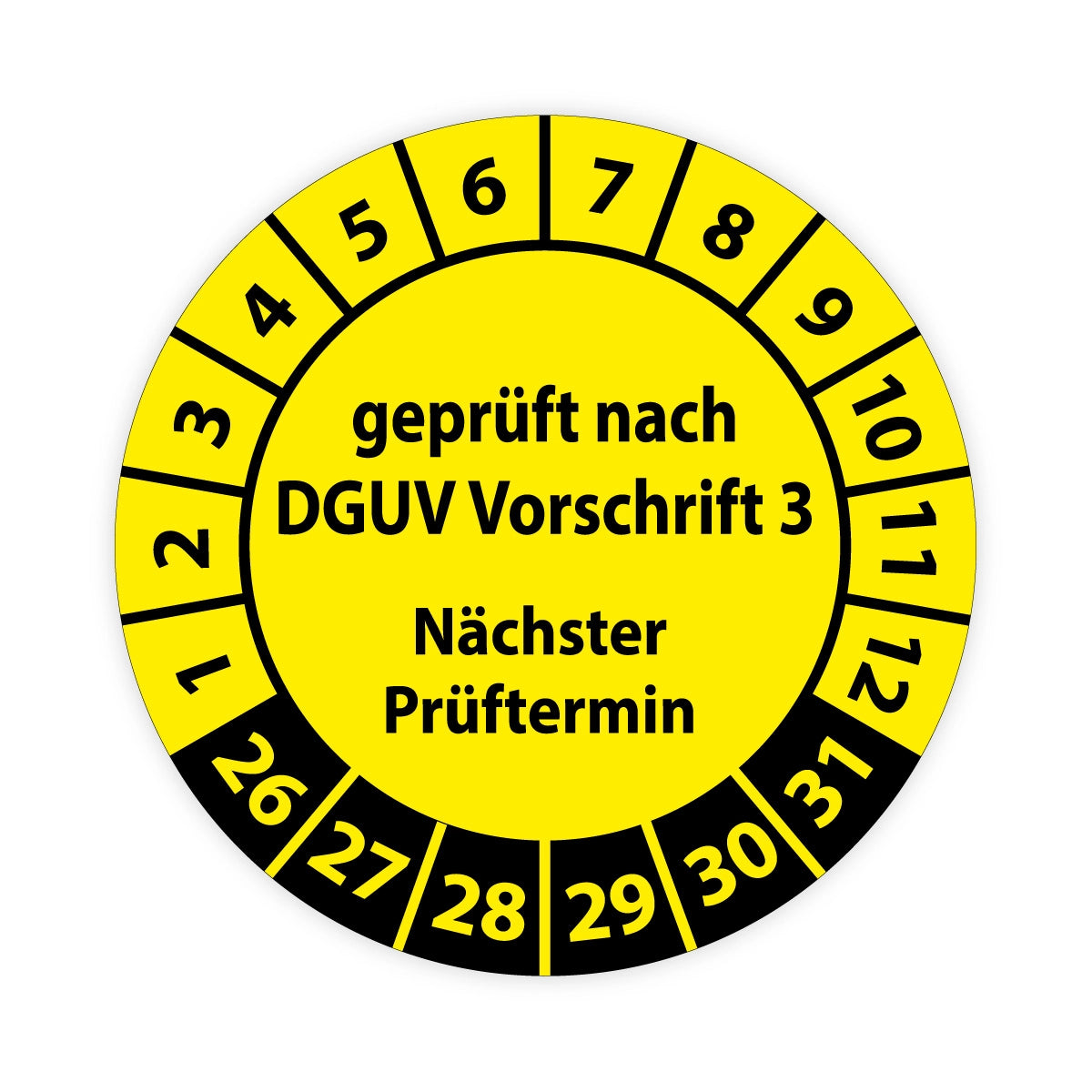 Prüfplaketten - geprüft nach DGUV - Vorschrift 3 - Folie selbstklebend