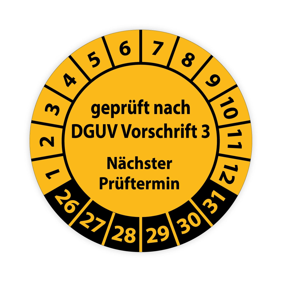 Prüfplaketten - geprüft nach DGUV - Vorschrift 3 - Folie selbstklebend