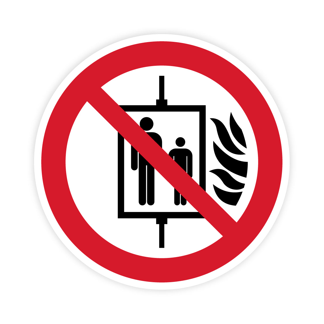 Verbotszeichen - Aufzug im Brandfall nicht benutzen, P020, ASR/ISO, Folie selbstklebend