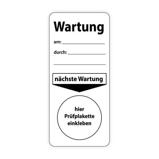 Prüfplaketten-Grundaufkleber - Wartung - Folie selbstklebend