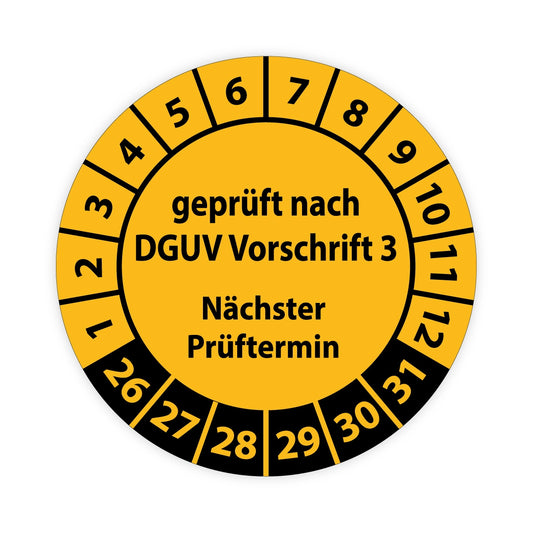 Prüfplaketten - geprüft nach DGUV - Vorschrift 3 -  Folie selbstklebend