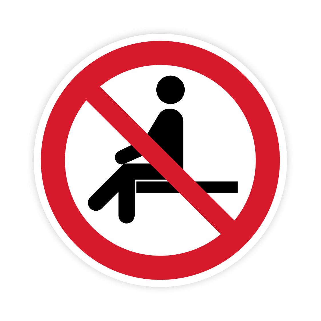 Verbotszeichen - Sitzen verboten, P018, ASR/ISO, Folie selbstklebend