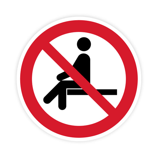Verbotszeichen - Sitzen verboten, P018, ASR/ISO, Folie selbstklebend