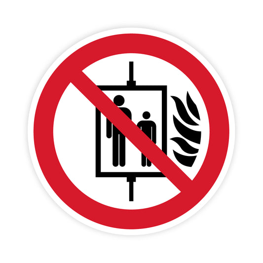 Verbotszeichen - Aufzug im Brandfall nicht benutzen, P020, ASR/ISO, Folie selbstklebend