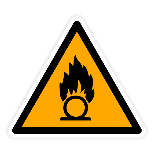 Warnzeichen - Warnung vor brandfördernden Stoffen, W028, ASR/ISO, Folie selbstklebend